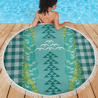 Teal Palaka Hawaii Iwa Bird Beach Blanket Hawaiian Kakau Jade Vine Lei - Polynesian Pride