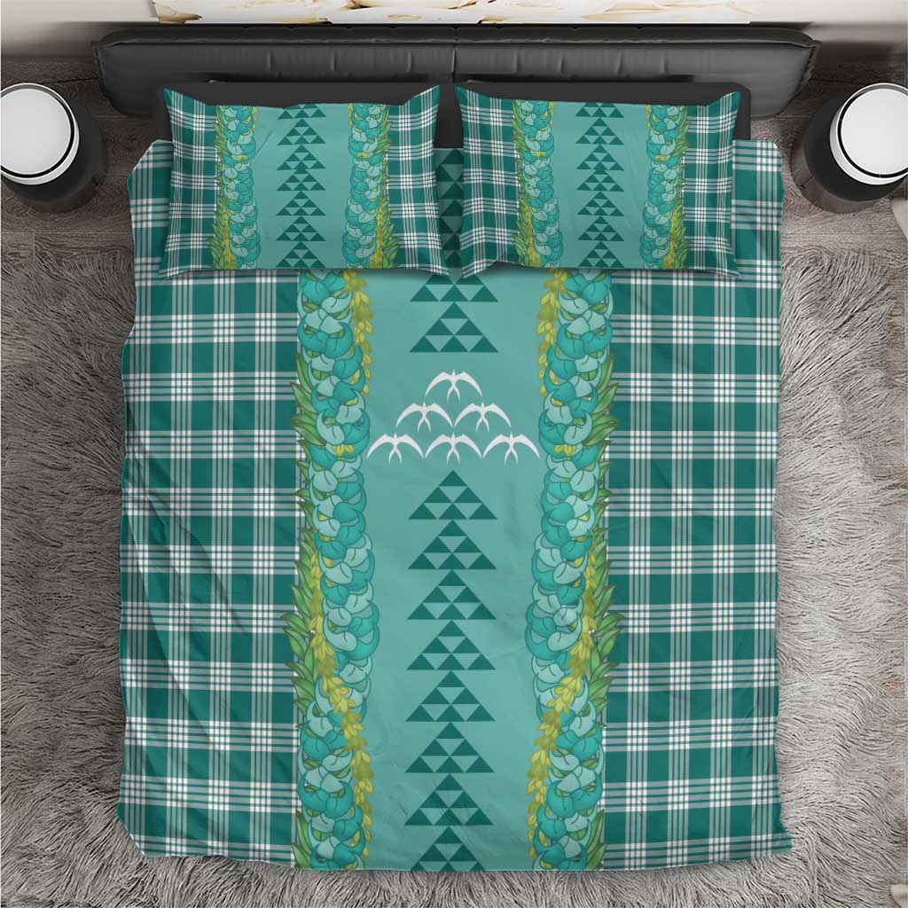 Teal Palaka Hawaii Iwa Bird Bedding Set Hawaiian Kakau Jade Vine Lei - Polynesian Pride