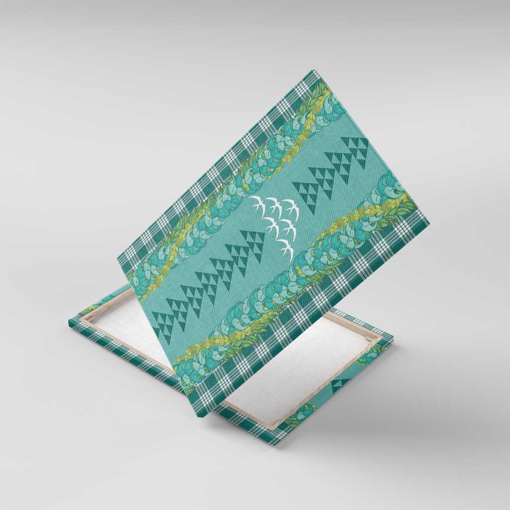 Teal Palaka Hawaii Iwa Bird Canvas Wall Art Hawaiian Kakau Jade Vine Lei - Polynesian Pride