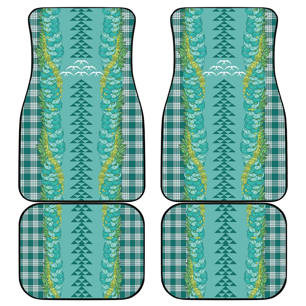 Teal Palaka Hawaii Iwa Bird Car Mats Hawaiian Kakau Jade Vine Lei - Polynesian Pride