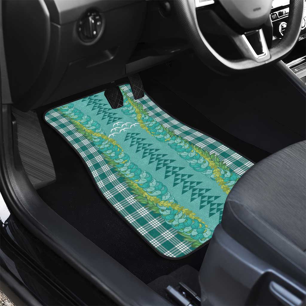 Teal Palaka Hawaii Iwa Bird Car Mats Hawaiian Kakau Jade Vine Lei - Polynesian Pride