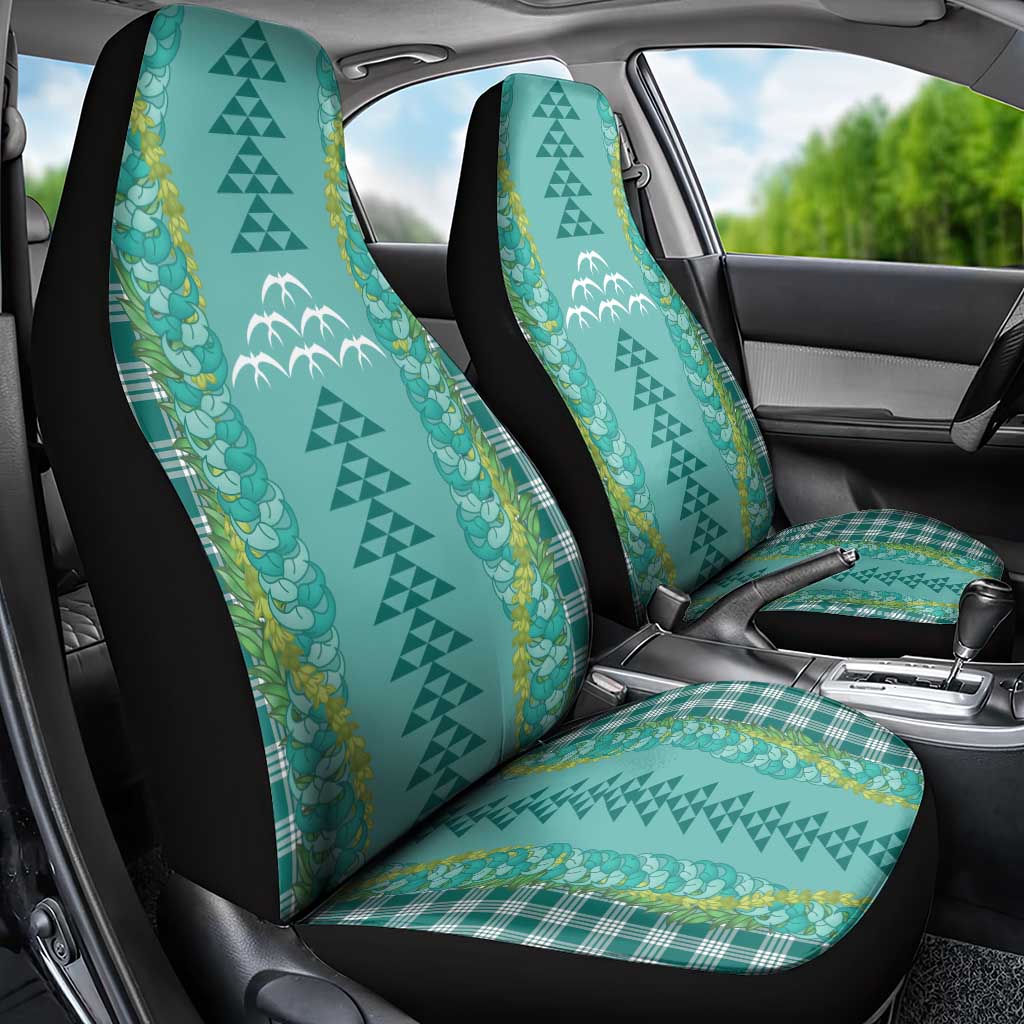 Teal Palaka Hawaii Iwa Bird Car Seat Cover Hawaiian Kakau Jade Vine Lei - Polynesian Pride
