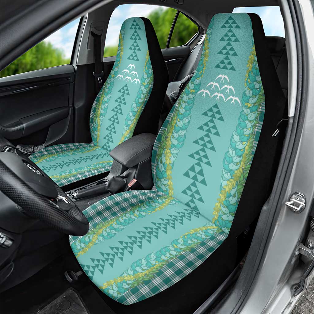 Teal Palaka Hawaii Iwa Bird Car Seat Cover Hawaiian Kakau Jade Vine Lei - Polynesian Pride