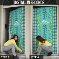 Teal Palaka Hawaii Iwa Bird Door Cover Hawaiian Kakau Jade Vine Lei - Polynesian Pride