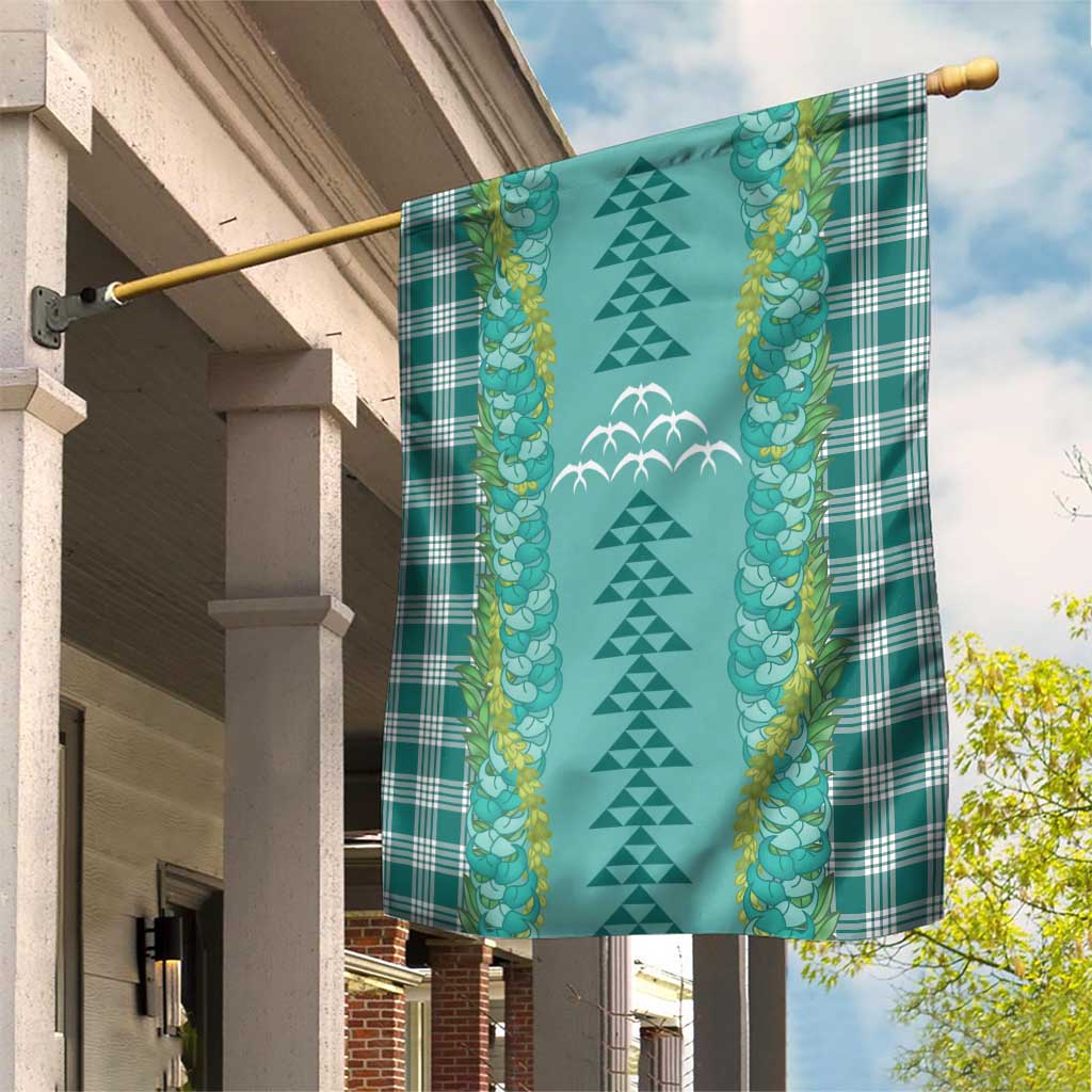 Teal Palaka Hawaii Iwa Bird Garden Flag Hawaiian Kakau Jade Vine Lei - Polynesian Pride