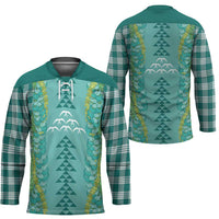 Teal Palaka Hawaii Iwa Bird Hockey Jersey Hawaiian Kakau Jade Vine Lei - Polynesian Pride
