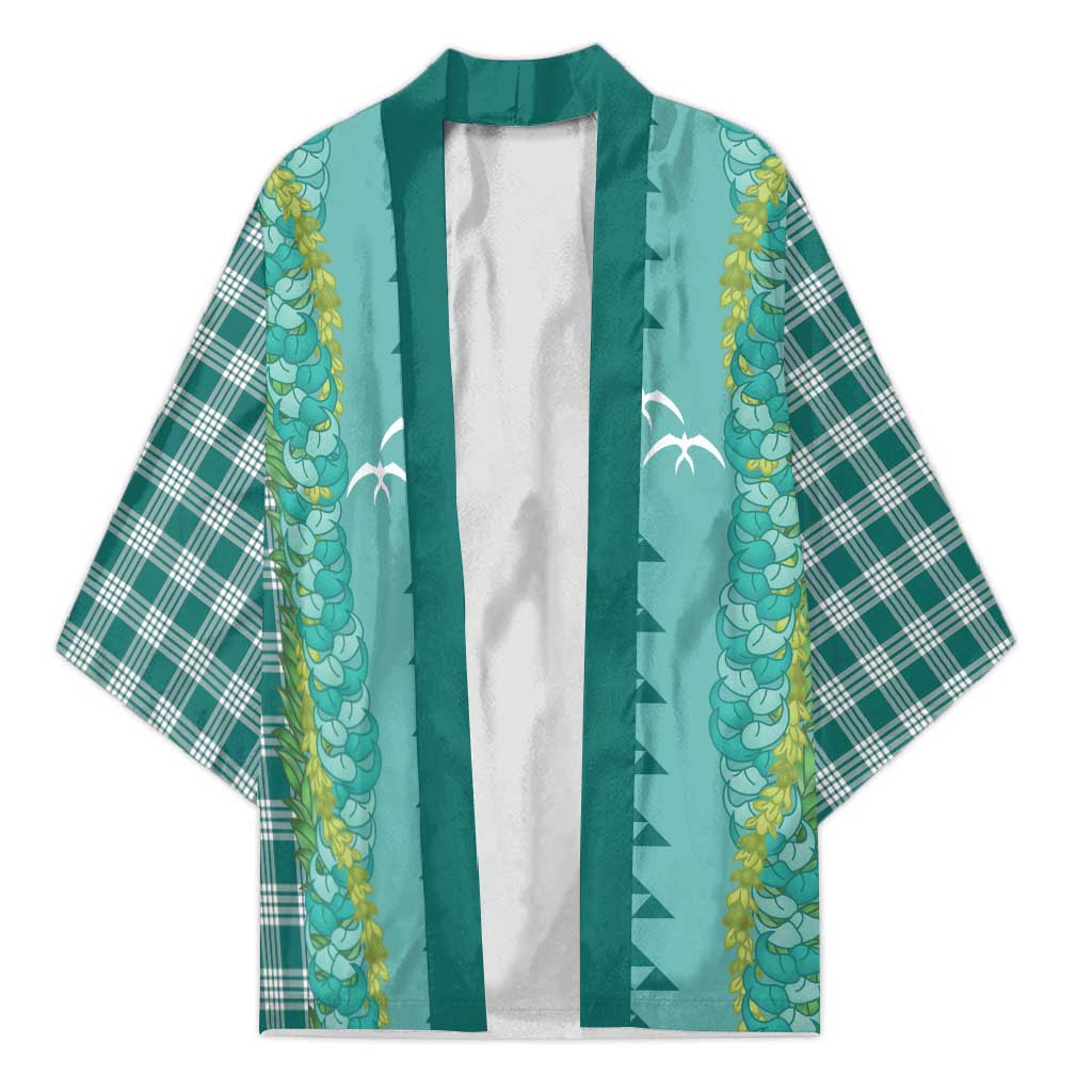 Teal Palaka Hawaii Iwa Bird Kimono Hawaiian Kakau Jade Vine Lei - Polynesian Pride
