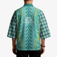 Teal Palaka Hawaii Iwa Bird Kimono Hawaiian Kakau Jade Vine Lei - Polynesian Pride