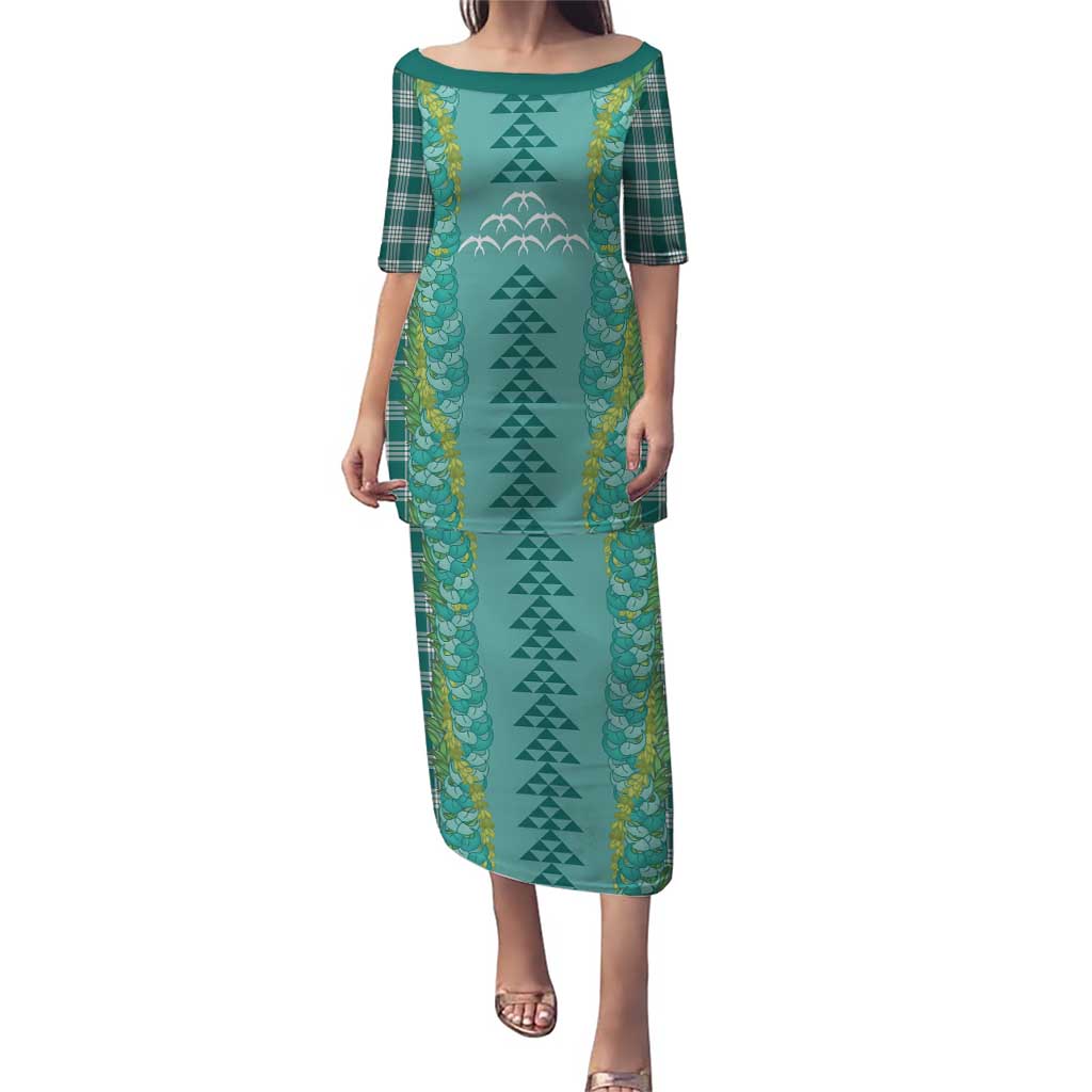 Teal Palaka Hawaii Iwa Bird Puletasi Hawaiian Kakau Jade Vine Lei - Polynesian Pride