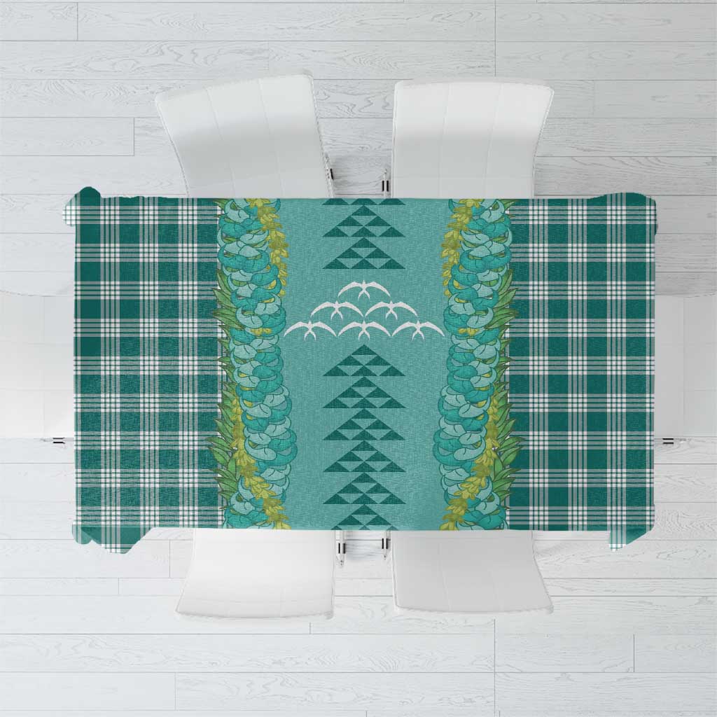 Teal Palaka Hawaii Iwa Bird Tablecloth Hawaiian Kakau Jade Vine Lei - Polynesian Pride