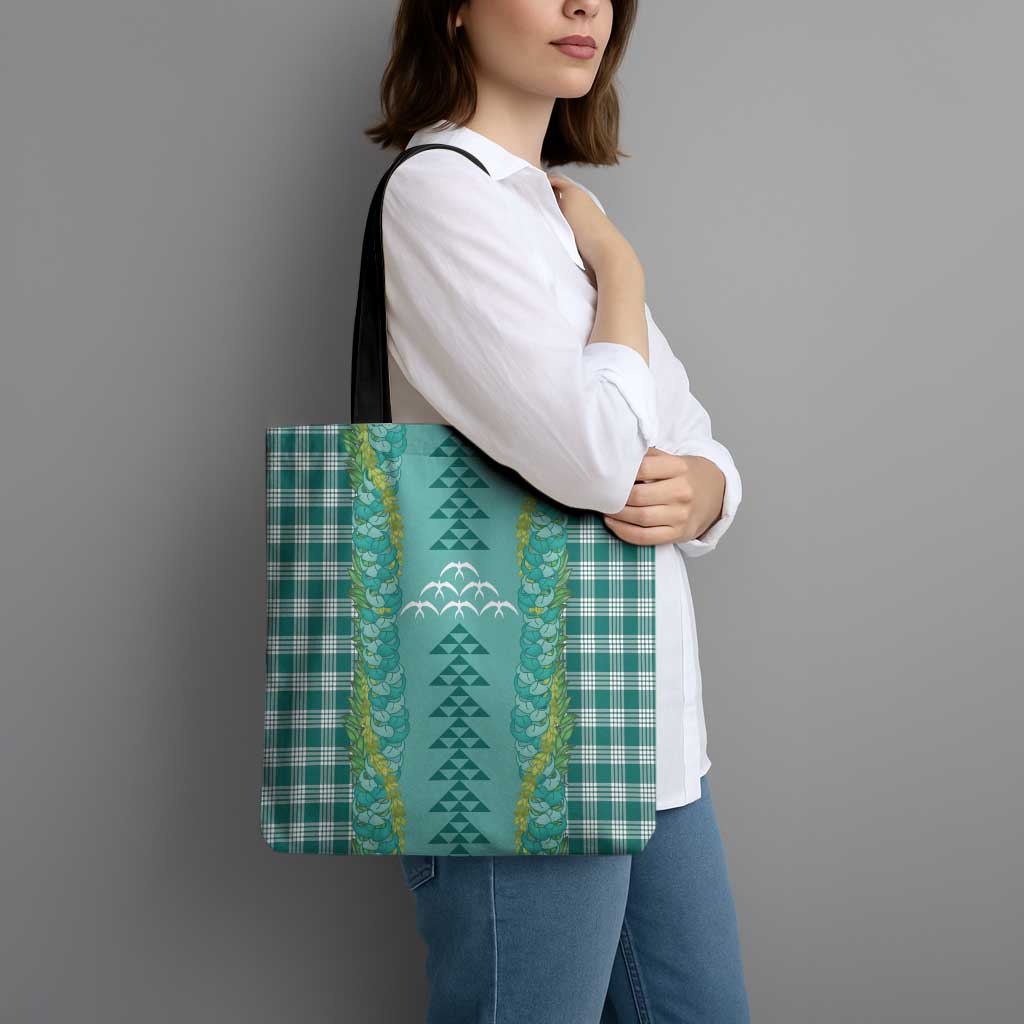 Teal Palaka Hawaii Iwa Bird Tote Bag Hawaiian Kakau Jade Vine Lei - Polynesian Pride