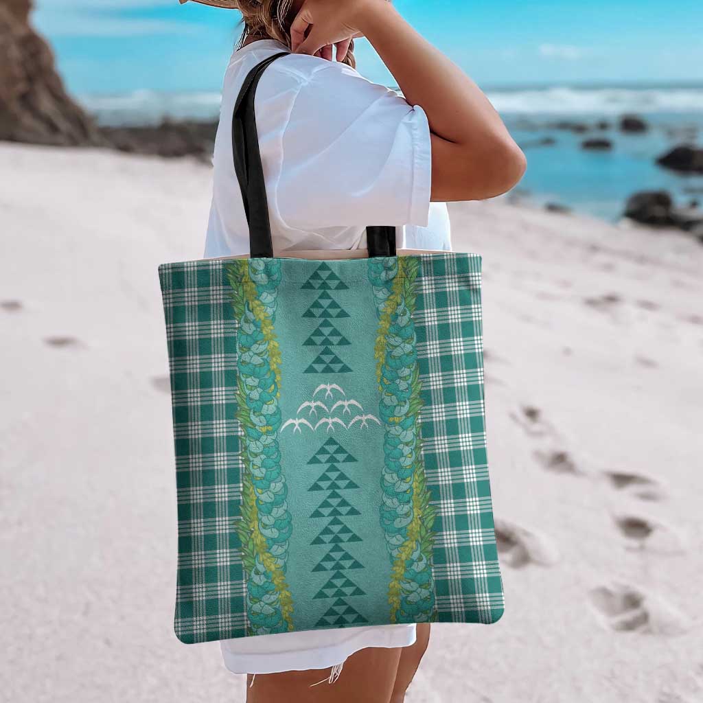 Teal Palaka Hawaii Iwa Bird Tote Bag Hawaiian Kakau Jade Vine Lei - Polynesian Pride