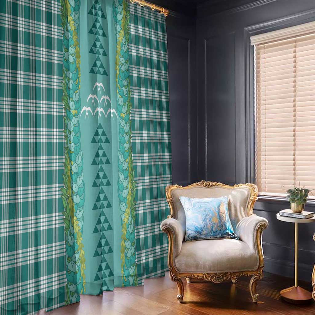Teal Palaka Hawaii Iwa Bird Window Curtain Hawaiian Kakau Jade Vine Lei - Polynesian Pride