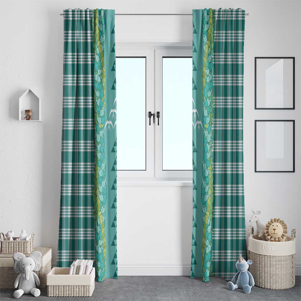Teal Palaka Hawaii Iwa Bird Window Curtain Hawaiian Kakau Jade Vine Lei - Polynesian Pride