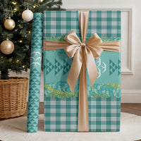 Teal Palaka Hawaii Iwa Bird Wrapping Paper Hawaiian Kakau Jade Vine Lei - Polynesian Pride