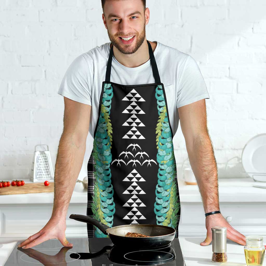 Black Palaka Hawaii Iwa Bird Apron Hawaiian Kakau Jade Vine Lei - Polynesian Pride
