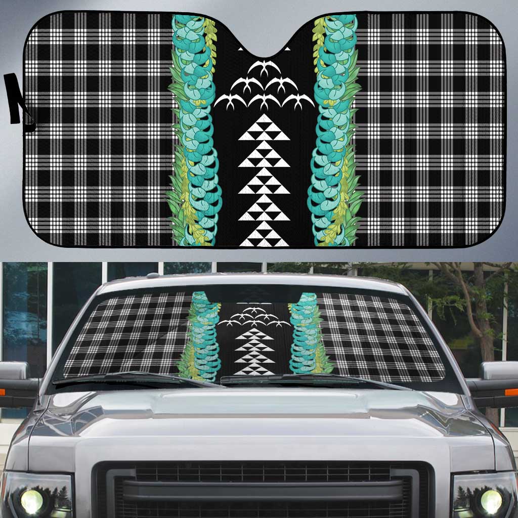 Black Palaka Hawaii Iwa Bird Auto Sun Shade Hawaiian Kakau Jade Vine Lei - Polynesian Pride