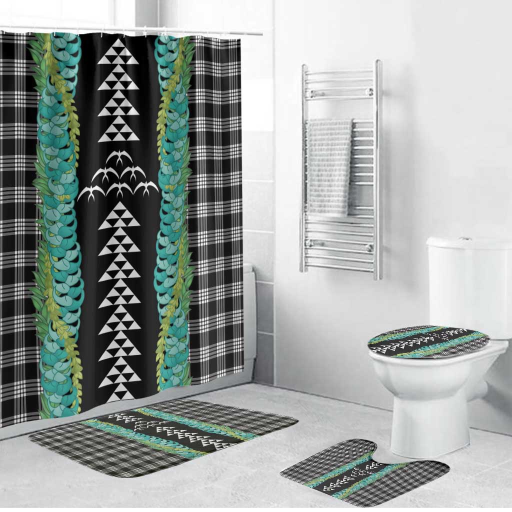 Black Palaka Hawaii Iwa Bird Bathroom Set Hawaiian Kakau Jade Vine Lei - Polynesian Pride