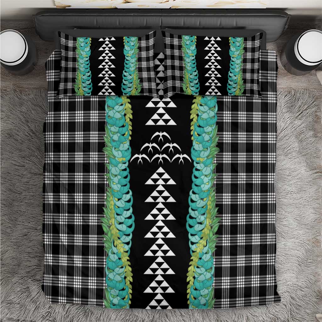 Black Palaka Hawaii Iwa Bird Bedding Set Hawaiian Kakau Jade Vine Lei - Polynesian Pride