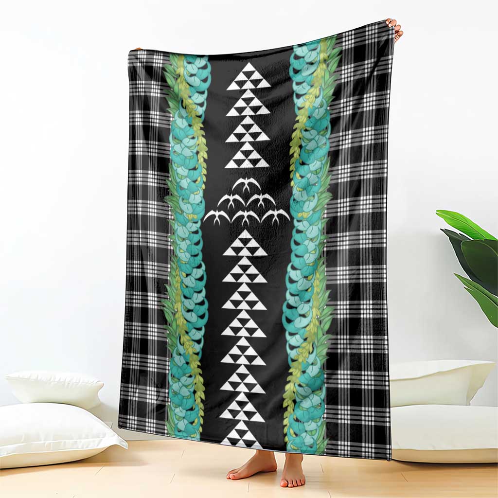 Black Palaka Hawaii Iwa Bird Blanket Hawaiian Kakau Jade Vine Lei - Polynesian Pride