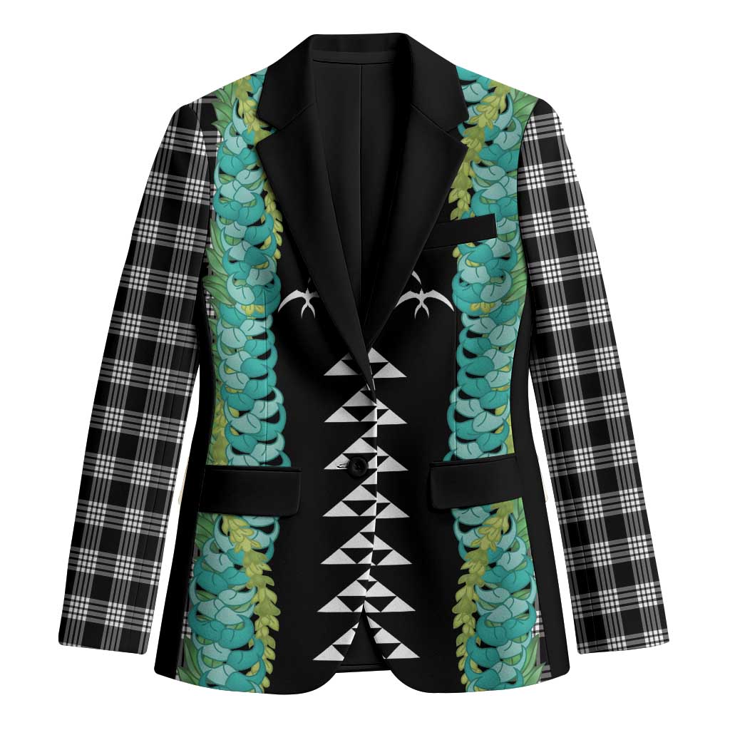 Black Palaka Hawaii Iwa Bird Blazer Hawaiian Kakau Jade Vine Lei - Polynesian Pride