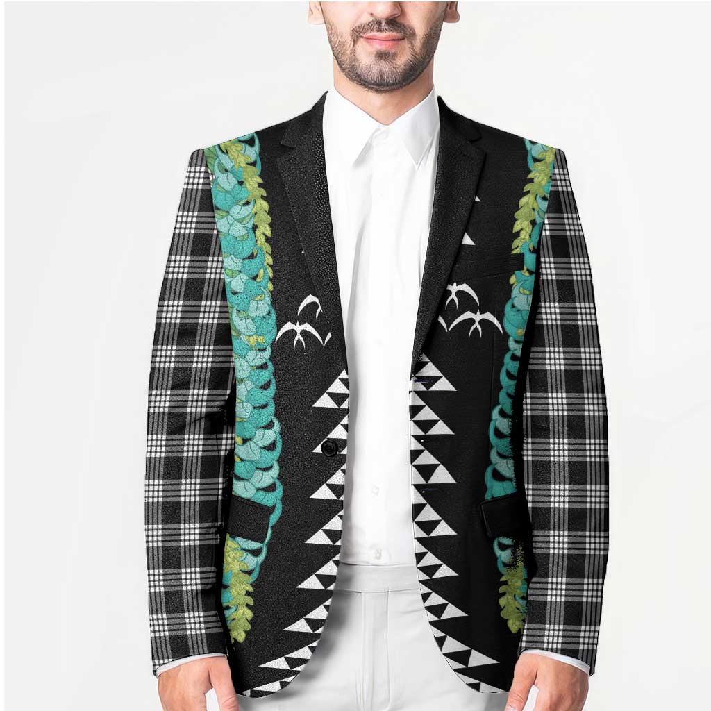 Black Palaka Hawaii Iwa Bird Blazer Hawaiian Kakau Jade Vine Lei - Polynesian Pride