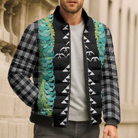 Black Palaka Hawaii Iwa Bird Bomber Puffer Jacket Hawaiian Kakau Jade Vine Lei - Polynesian Pride