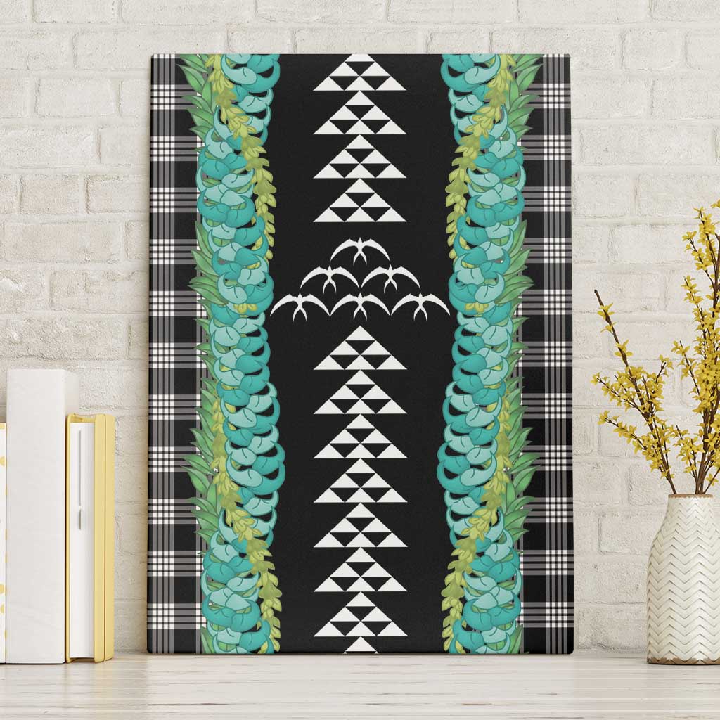 Black Palaka Hawaii Iwa Bird Canvas Wall Art Hawaiian Kakau Jade Vine Lei - Polynesian Pride