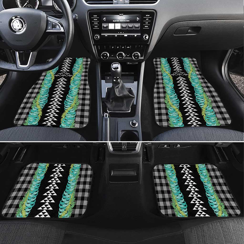 Black Palaka Hawaii Iwa Bird Car Mats Hawaiian Kakau Jade Vine Lei - Polynesian Pride