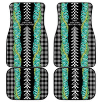 Black Palaka Hawaii Iwa Bird Car Mats Hawaiian Kakau Jade Vine Lei - Polynesian Pride