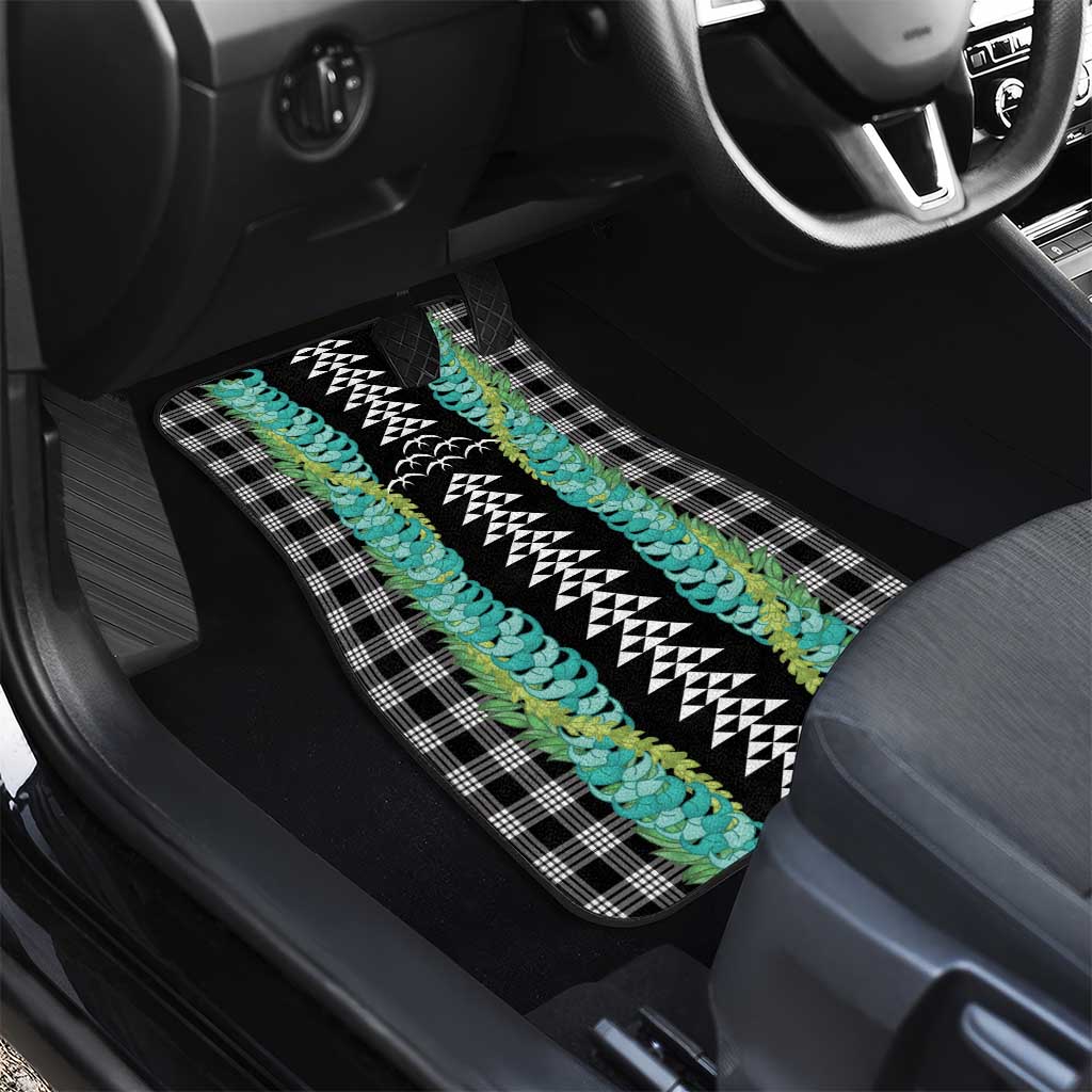 Black Palaka Hawaii Iwa Bird Car Mats Hawaiian Kakau Jade Vine Lei - Polynesian Pride