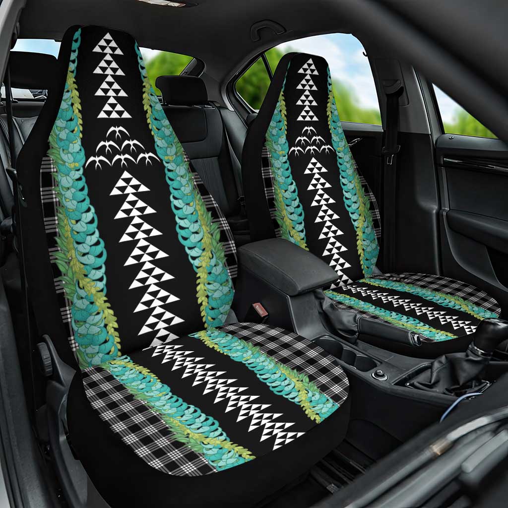 Black Palaka Hawaii Iwa Bird Car Seat Cover Hawaiian Kakau Jade Vine Lei - Polynesian Pride