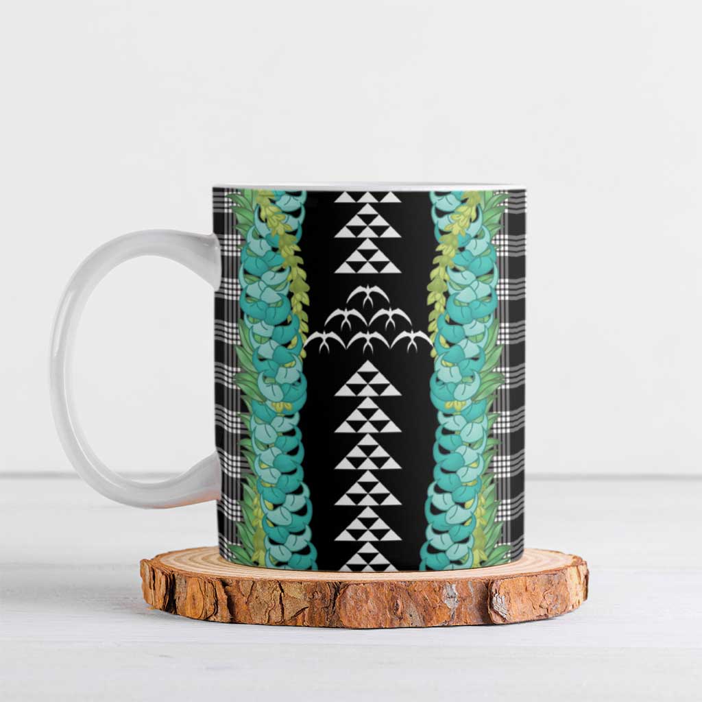 Black Palaka Hawaii Iwa Bird Ceramic Mug Hawaiian Kakau Jade Vine Lei - Polynesian Pride