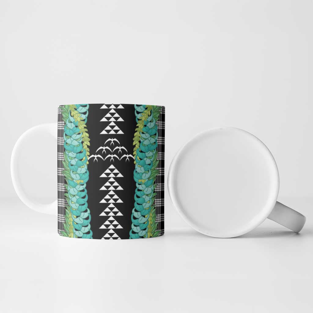 Black Palaka Hawaii Iwa Bird Ceramic Mug Hawaiian Kakau Jade Vine Lei - Polynesian Pride