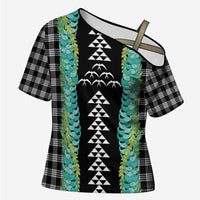 Black Palaka Hawaii Iwa Bird Cross Shoulder Shirt Hawaiian Kakau Jade Vine Lei - Polynesian Pride