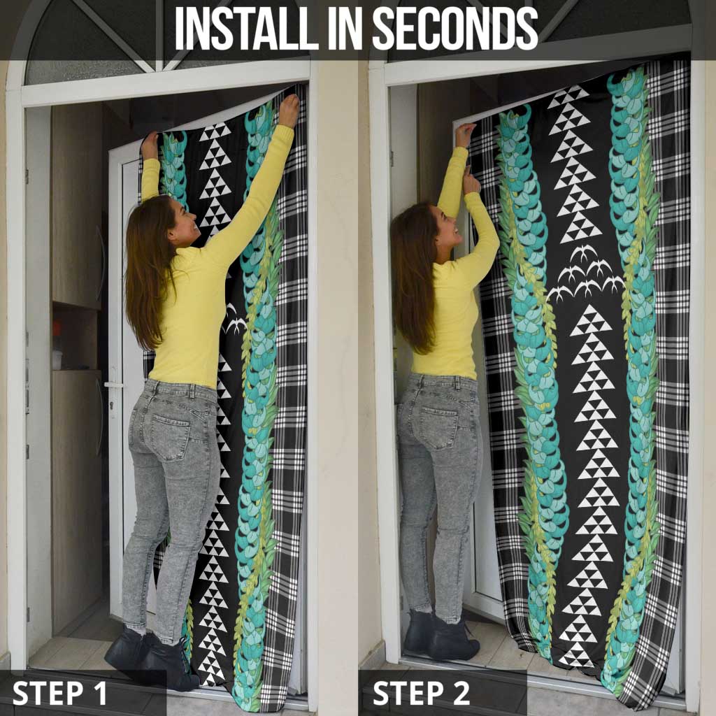 Black Palaka Hawaii Iwa Bird Door Cover Hawaiian Kakau Jade Vine Lei - Polynesian Pride