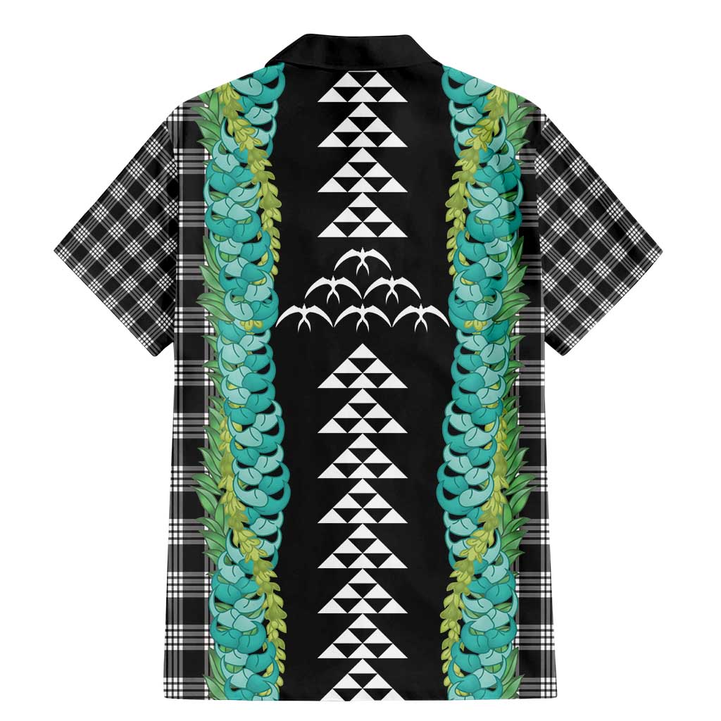 Black Palaka Hawaii Iwa Bird Family Matching Mermaid Dress and Hawaiian Shirt Hawaiian Kakau Jade Vine Lei - Polynesian Pride