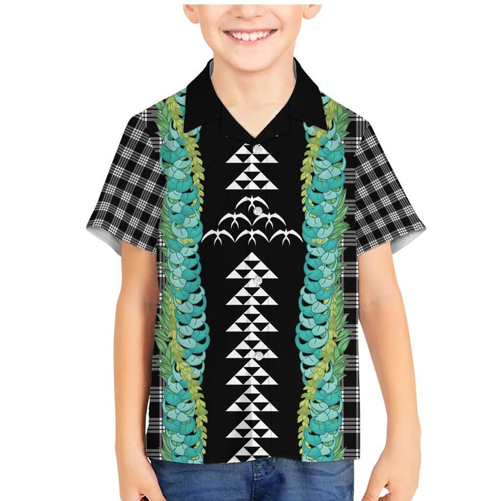 Black Palaka Hawaii Iwa Bird Family Matching Mermaid Dress and Hawaiian Shirt Hawaiian Kakau Jade Vine Lei - Polynesian Pride