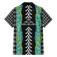 Black Palaka Hawaii Iwa Bird Family Matching Off The Shoulder Long Sleeve Dress and Hawaiian Shirt Hawaiian Kakau Jade Vine Lei - Polynesian Pride