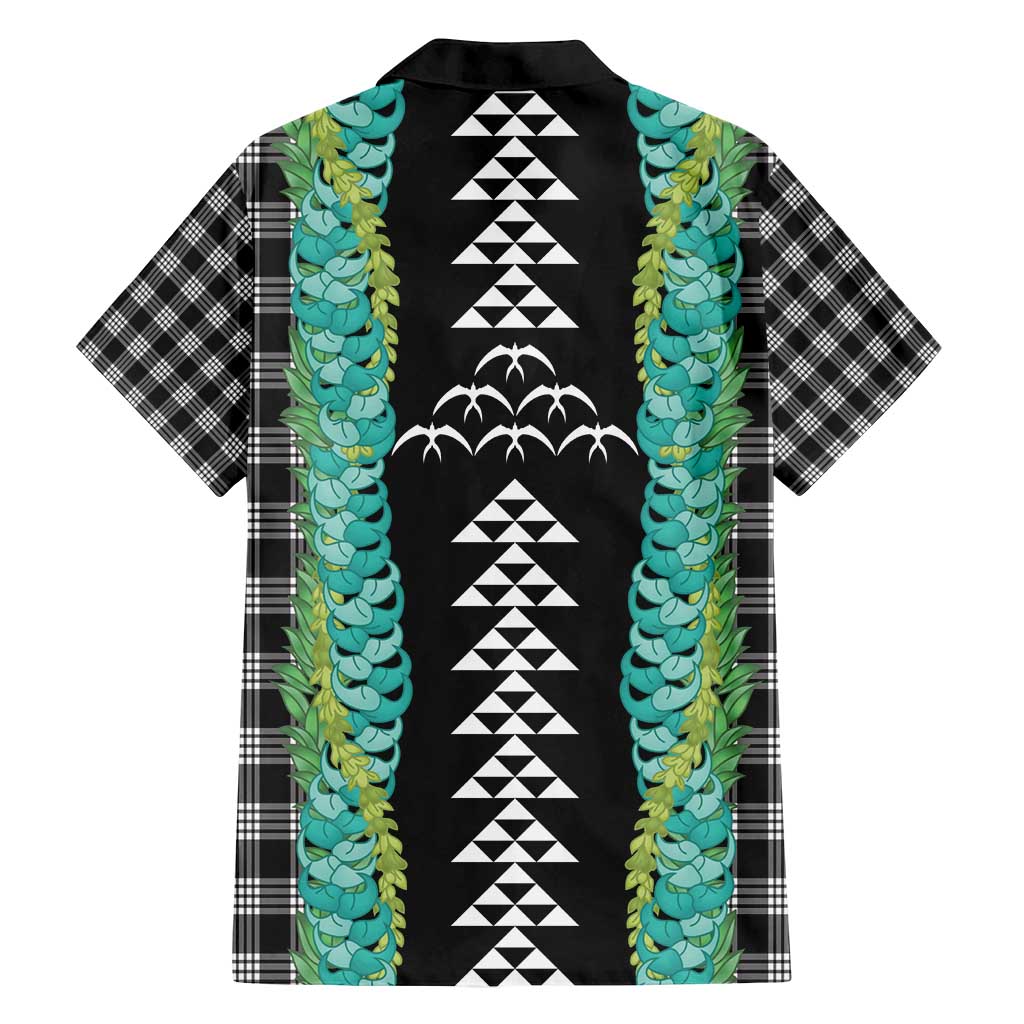 Black Palaka Hawaii Iwa Bird Family Matching Puletasi and Hawaiian Shirt Hawaiian Kakau Jade Vine Lei - Polynesian Pride