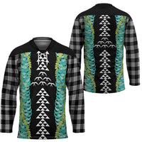 Black Palaka Hawaii Iwa Bird Hockey Jersey Hawaiian Kakau Jade Vine Lei - Polynesian Pride