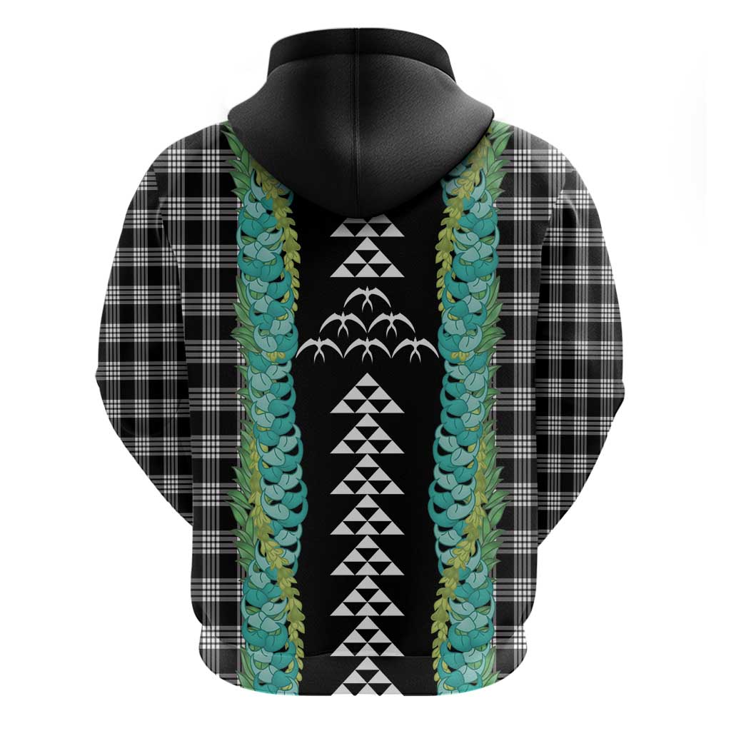 Black Palaka Hawaii Iwa Bird Hoodie Hawaiian Kakau Jade Vine Lei - Polynesian Pride