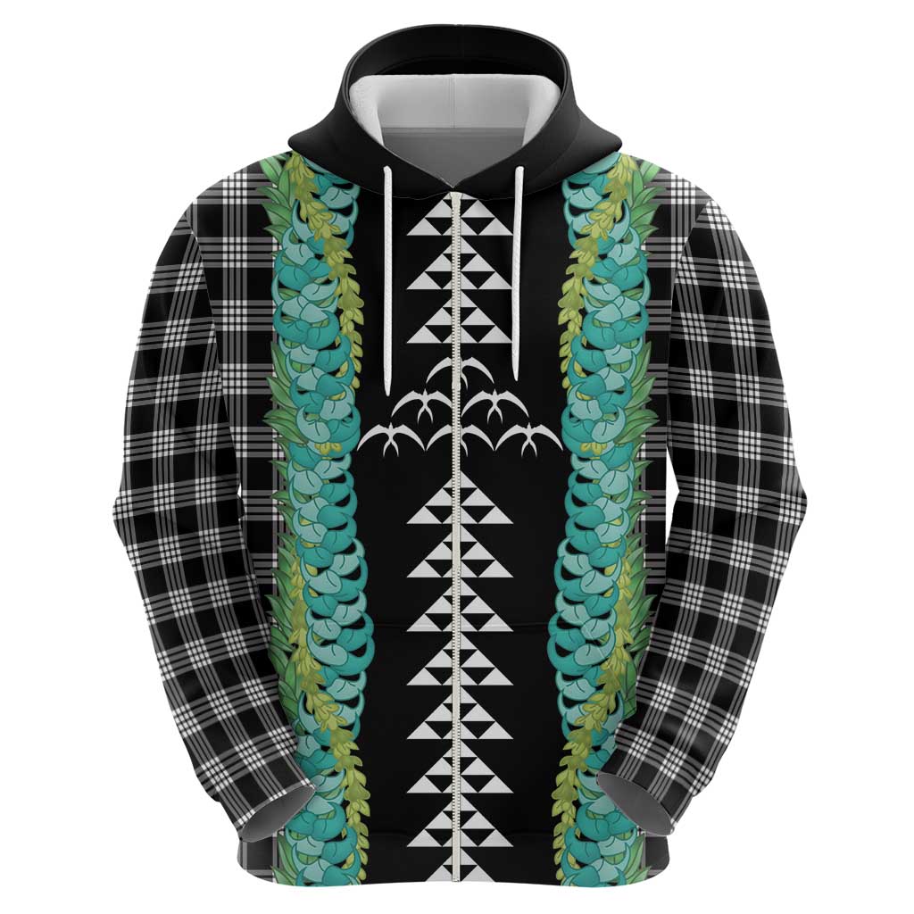 Black Palaka Hawaii Iwa Bird Hoodie Hawaiian Kakau Jade Vine Lei - Polynesian Pride