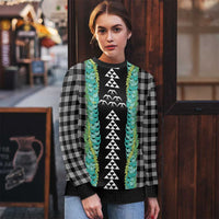 Black Palaka Hawaii Iwa Bird Ugly Christmas Sweater Hawaiian Kakau Jade Vine Lei - Polynesian Pride
