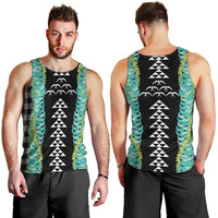 Black Palaka Hawaii Iwa Bird Men Tank Top Hawaiian Kakau Jade Vine Lei - Polynesian Pride