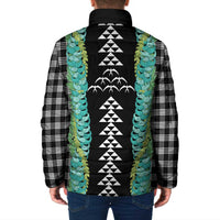 Black Palaka Hawaii Iwa Bird Padded Jacket Hawaiian Kakau Jade Vine Lei - Polynesian Pride