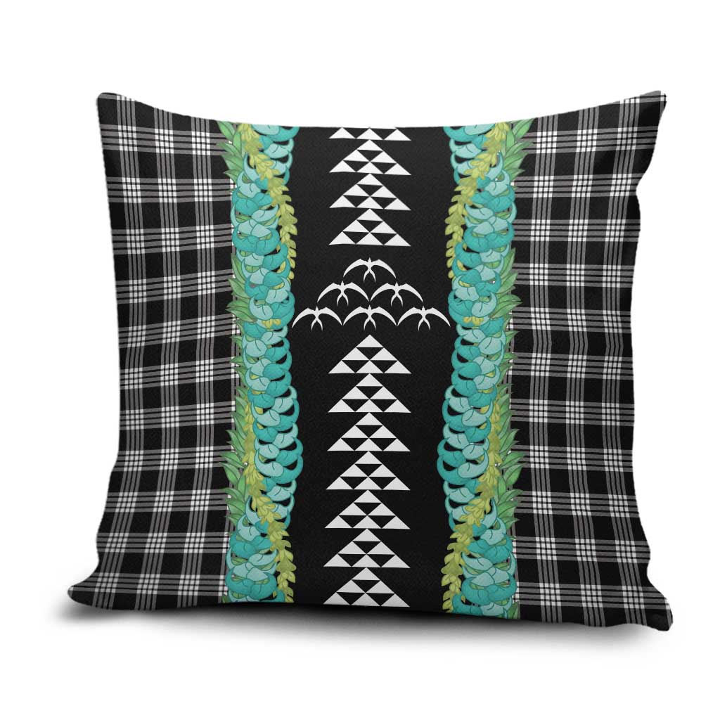 Black Palaka Hawaii Iwa Bird Pillow Cover Hawaiian Kakau Jade Vine Lei - Polynesian Pride