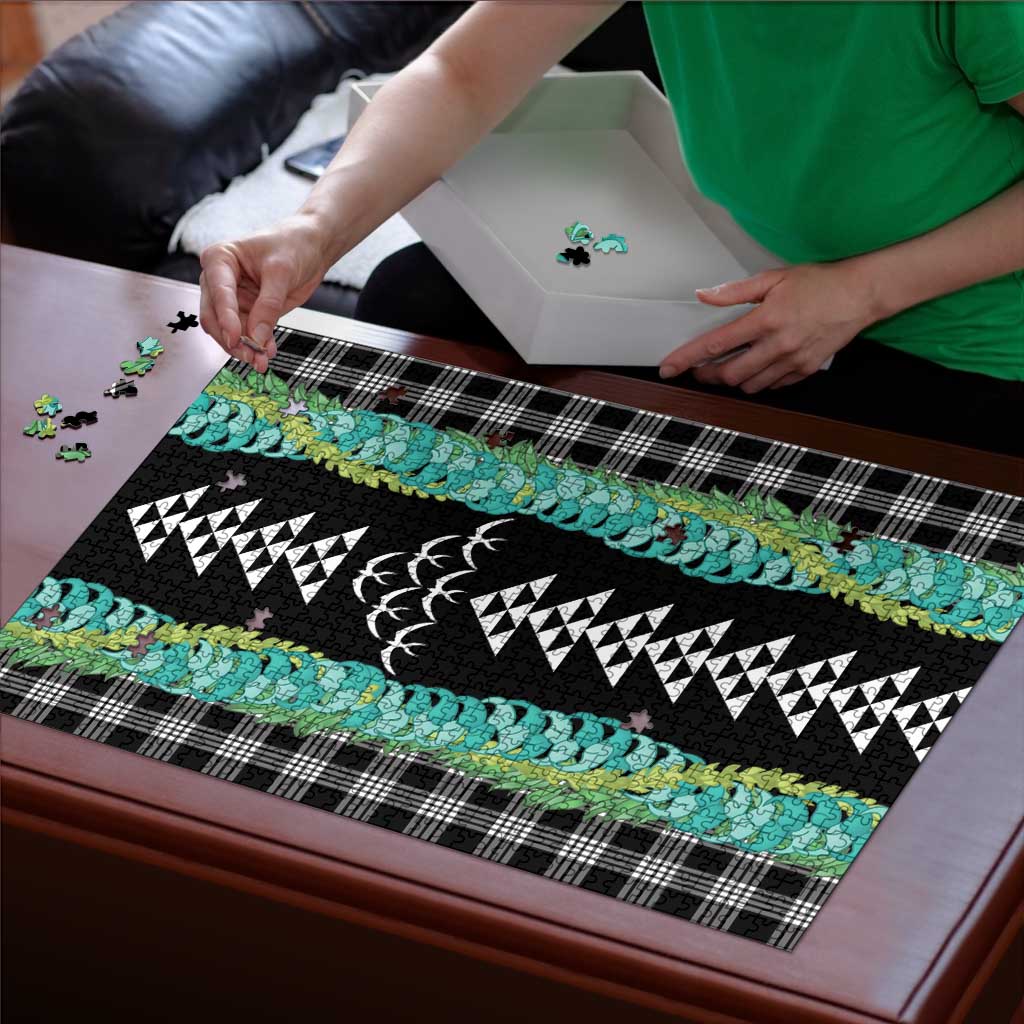Black Palaka Hawaii Iwa Bird Puzzle Hawaiian Kakau Jade Vine Lei - Polynesian Pride