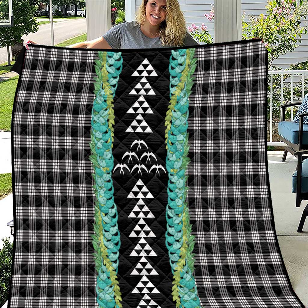Black Palaka Hawaii Iwa Bird Quilt Hawaiian Kakau Jade Vine Lei - Polynesian Pride