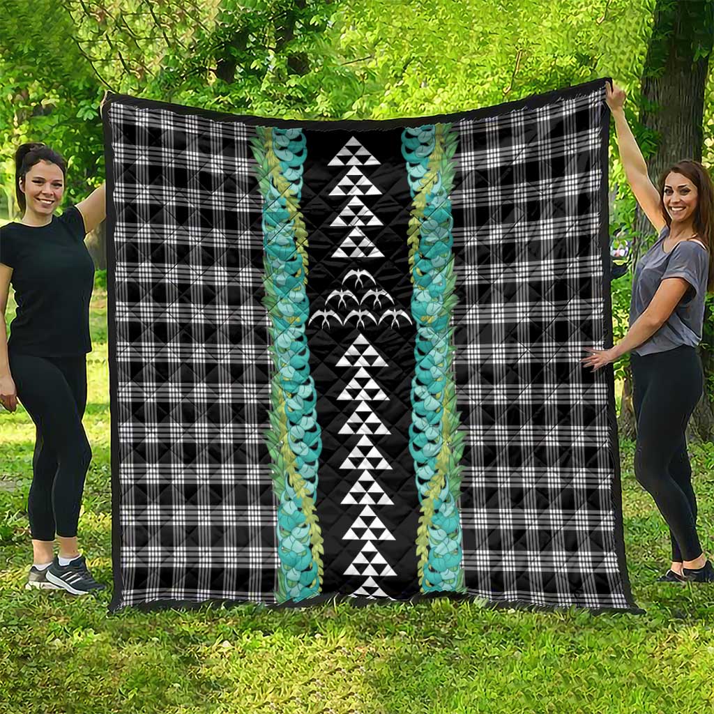 Black Palaka Hawaii Iwa Bird Quilt Hawaiian Kakau Jade Vine Lei - Polynesian Pride